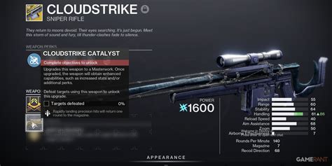 Destiny 2 How To Get The Cloudstrike Catalyst What It Does