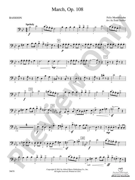 March Op 108 Bassoon Bassoon Part Digital Sheet Music Download