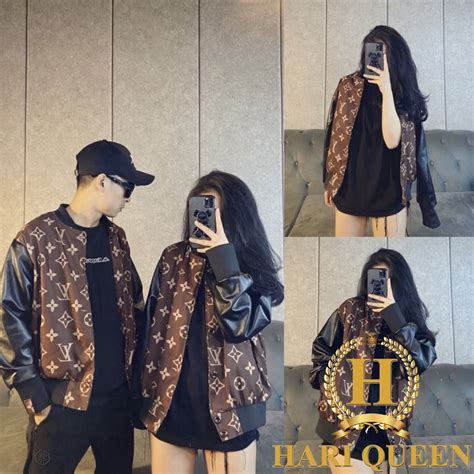 Áo khoác bomber Luôn Vui Tươi phối tay da mẫu siêu hot hàng xuất bán shop HARIQUEEN