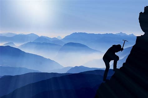 Hd Wallpaper Person Climbing Mountain Climbing To The Top