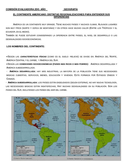 Mat Compl 1 América División América Del Norte A Latina Aca Anglosajona Desarrollada