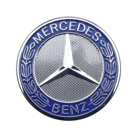 Mercedes Benz Blue Silver Flat Front Hood Emblem AMG Badge LAUREL