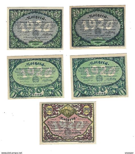 Austria Notgeld Austria Seewalchen 2x20 2x30 50 Heller 988a B D E J