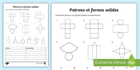 Associer Les Patrons Et Formes Solides Twinkl