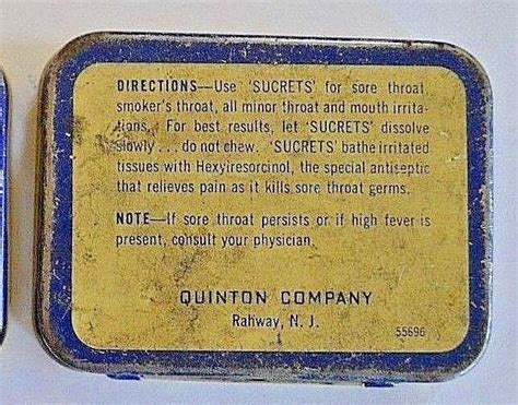 Vintage Sucrets Antiseptic Throat Lozenges Medicine Tins Quinton