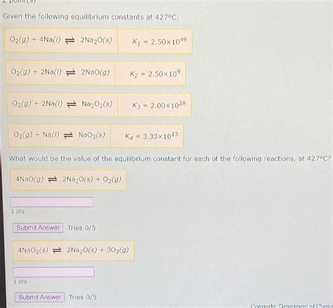 Solved Given The Following Equilibrium Constants At C Chegg