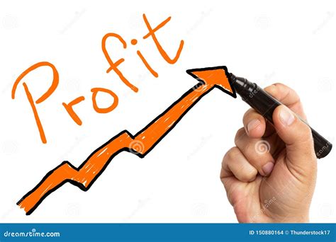 Man Outlining Profit Arrow With Black Marker Stock Photo Image Of