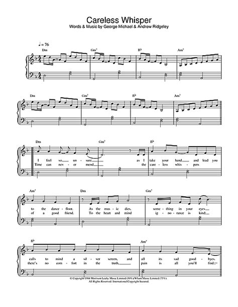 George Michael Careless Whisper Sheet Music And Printable Pdf Music