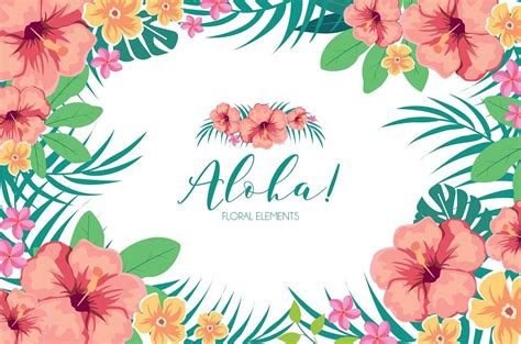 Tropical Hawaiian Flowers Clipart Hawaiian Wedding Invitations