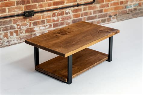Rustic Wooden Coffee Table with Shelf – Rust and Oak