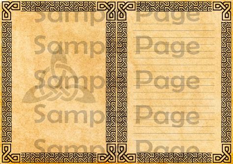 Blank Pages Of Celtic Grimoire Diy Witchcraft Spell Book Printable