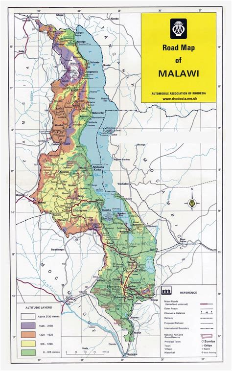 Large Detailed Road Map Of Malawi With Other Marks Malawi Africa