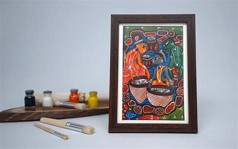 Buy Fishing Santhal Painting - A5 Size Frame Online Indic Inspirations