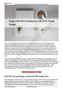 Exam Cis Cpg Pass Sure Cis Cpg Cheap Dumps By Cod Pop Tpt