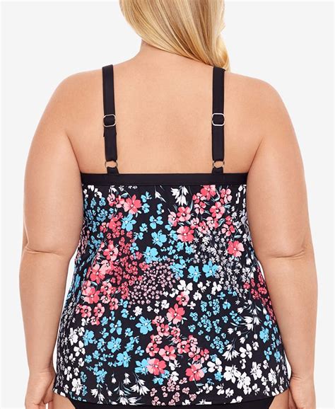 Swim Solutions Plus Size High Neck Underwire Tankini Top Macys