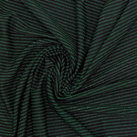 Tissu Maille Rayures Lurex Noir