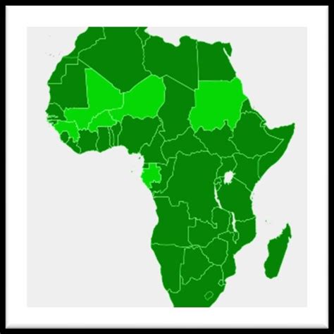 Map of Africa, with African Union Member States in Dark Green, and the ...