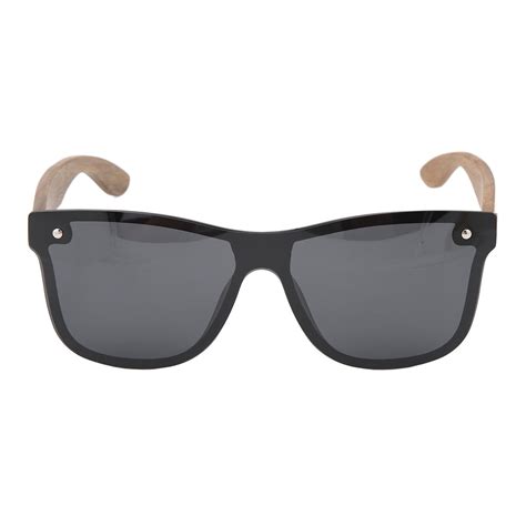 Rimless One Piece Lens Sunglasses Hd Mirrored Uv400 Polarized Wood Sunglasses For Outdoor Black