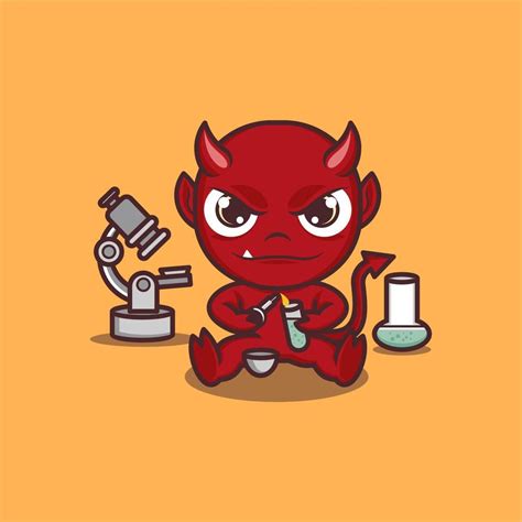 scientist cute cartoon devil 20792988 Vector Art at Vecteezy