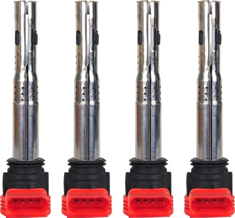 Ignition Coil Packs Uf529 And Spark Plugs Set Of 4 Compatible With Volkswagen Mk5 Mk6