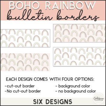 Earthy Boho Rainbow Bulletin Board Borders Classroom Decor Tpt