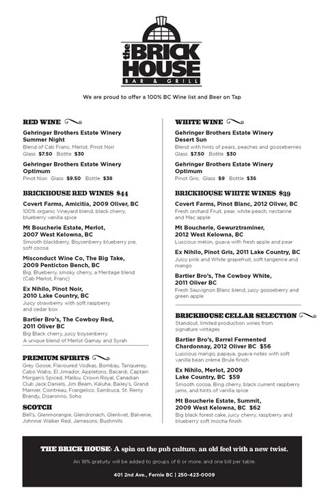 Brickhouse Diner Menu