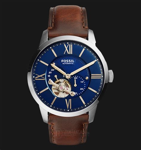 Fossil Townsman ME3110 Blue Dial Brown Leather Strap Jamtangan