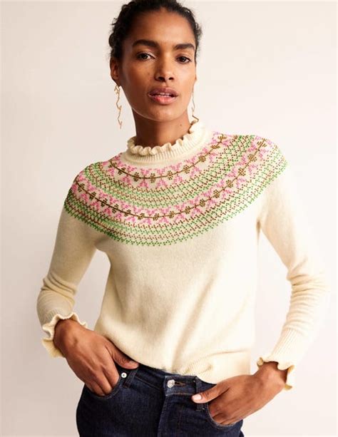 Embellished Yoke Jumper Ivory Boden UK