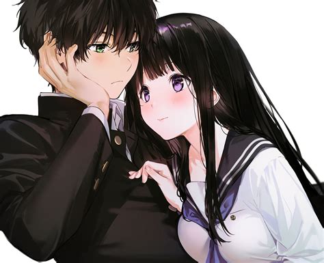 Black Hair Blush Chitanda Eru Close Cropped Green Eyes Hyouka Long Hair Male Mery Apfl0515