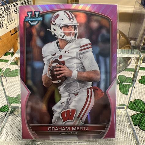 2022 Bowman University Chrome Graham Mertz Prospect Pink 17 Wisconsin