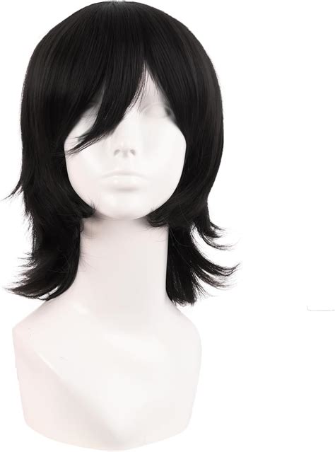 Mapofbeauty 14 Inch35 Cm Short Cosplay Wolf Tail Synthetic Side Bangs Party Wig Black