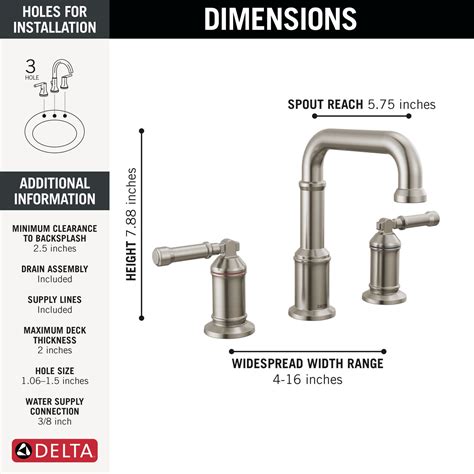 Two Handle Widespread Bathroom Faucet In Lumicoat® Stainless 3584 Ss Pr Dst Delta Faucet