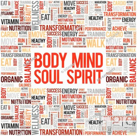 Body Mind Soul Spirit Word Cloud Background Health Concept Stock