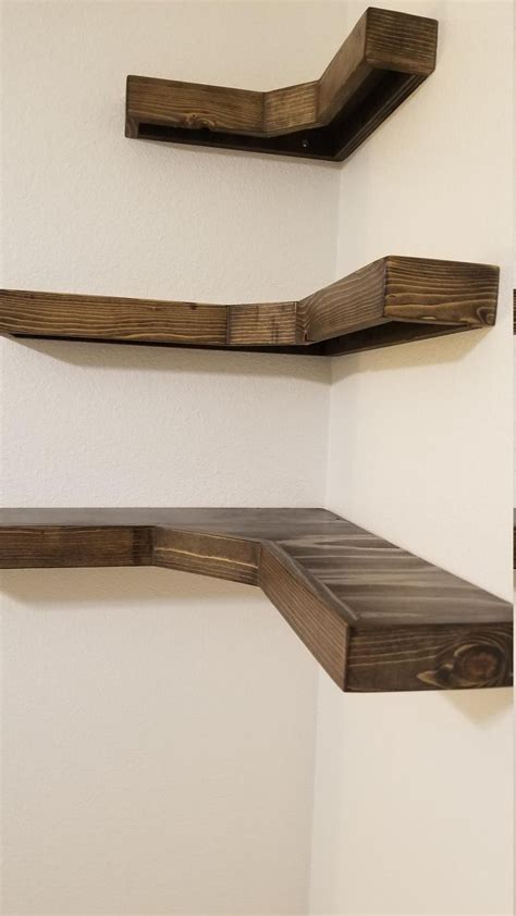 Rustic Wooden Corner Shelves Corner Floating Shelves Floating Shelf Farmhouse Corner Shelf