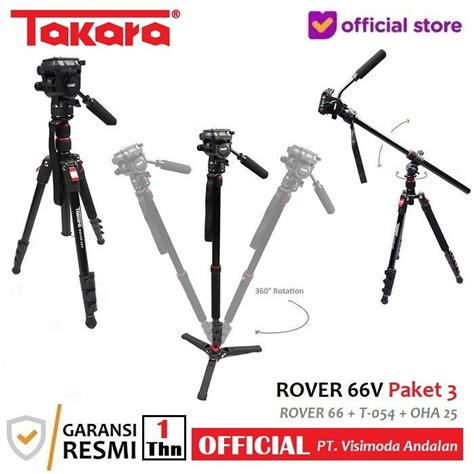 Rover 66V Fluid Head Video Tripod Monopod Kit Paket 3 Takara Indonesia