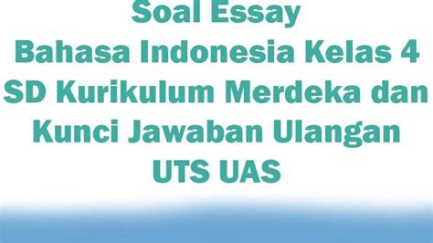 Soal Essay Bahasa Indonesia Kelas 4 SD Kurikulum Merdeka Dan Kunci