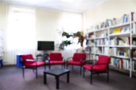 Premium Photo Modern Library Interior With Red Chairs