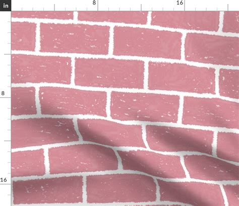 Antico Pink Painted Bricks Fabric Spoonflower