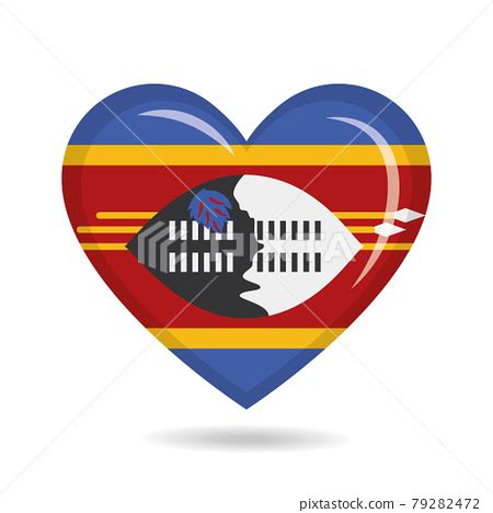 Swaziland National Flag In Heart Shape Vector Stock Illustration