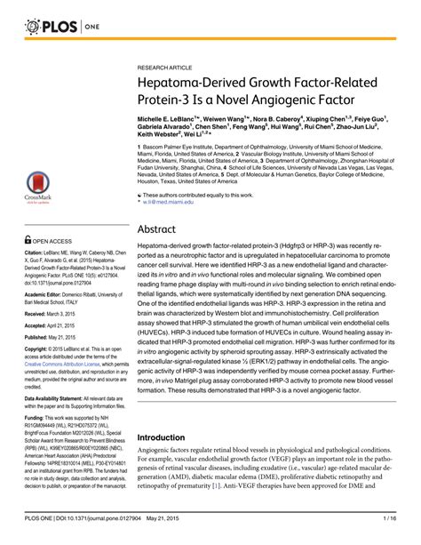 Pdf Hepatoma Derived Growth Factor Related Protein Is A Novel