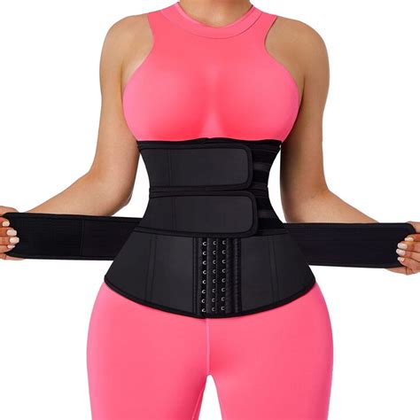 Feelingirl Womens Latex Waist Trainer Triple Belts Sports Waist