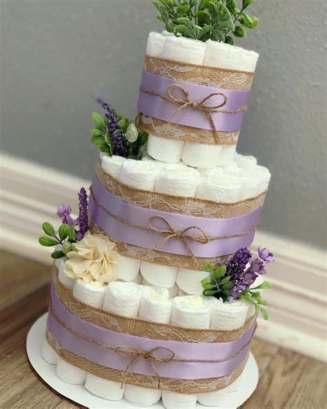 Light Purple Diaper Cake Purple Diaper Cake Floral Diaper Cake Greenery