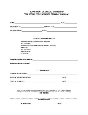 Fillable Online BFA Degree Concentration Declaration Form Docx Fax