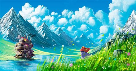 Download Howls Moving Castle In A Field Of Flowers