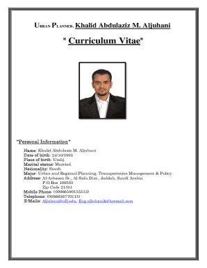 Fillable Online Curriculum Vitae Fax Email Print Pdffiller