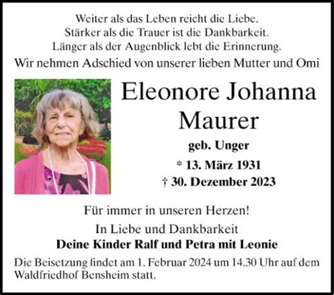 Traueranzeigen Von Eleonore Johanna Trauerportal Ihrer Tageszeitung