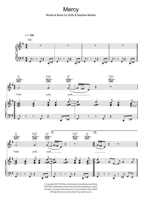 Download Duffy "Mercy" Sheet Music & PDF Chords | Beginner Piano (Abrid ...