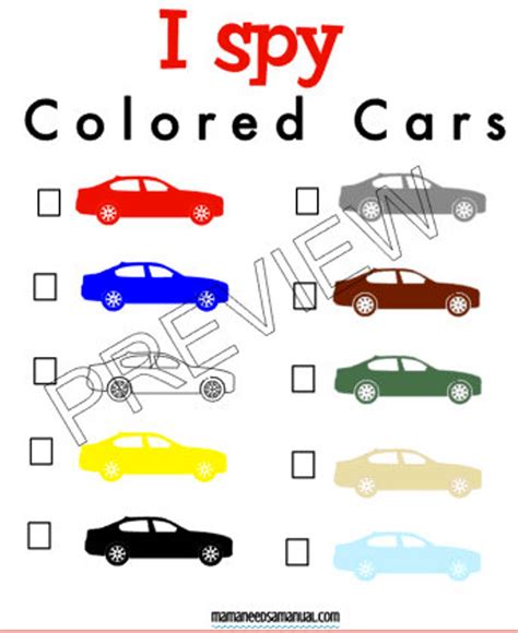 I Spy Colored Car Printable Road Trip Activity For Kids Road Trip