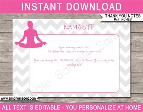 Yoga Party Thank You Cards Namaste Yoga Theme Birthday | Etsy