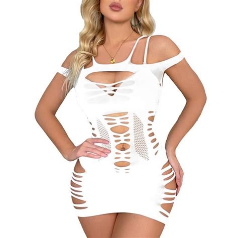 Freebily Femme Mini Robe Sexy Moulante Courte R Sille Bodycon Robe Sans